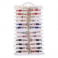 JJ-47-16 браслет-нить с бусинами с цветком, микс 5 цветов JJ-47-16 браслет-нить с бусинами с цветком, микс 5 цветов